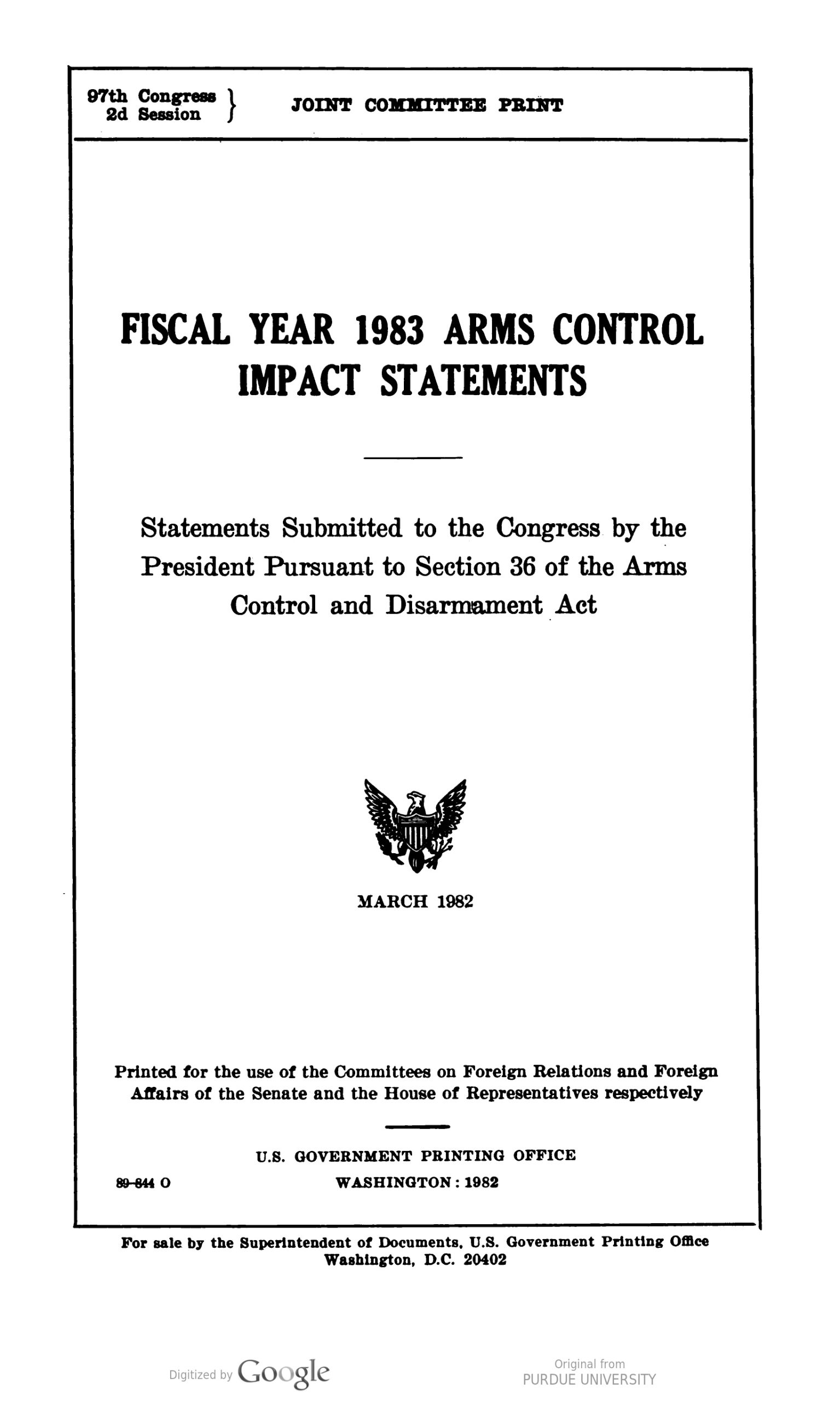 My Assignment to the Arms Control and Disarmament Agency